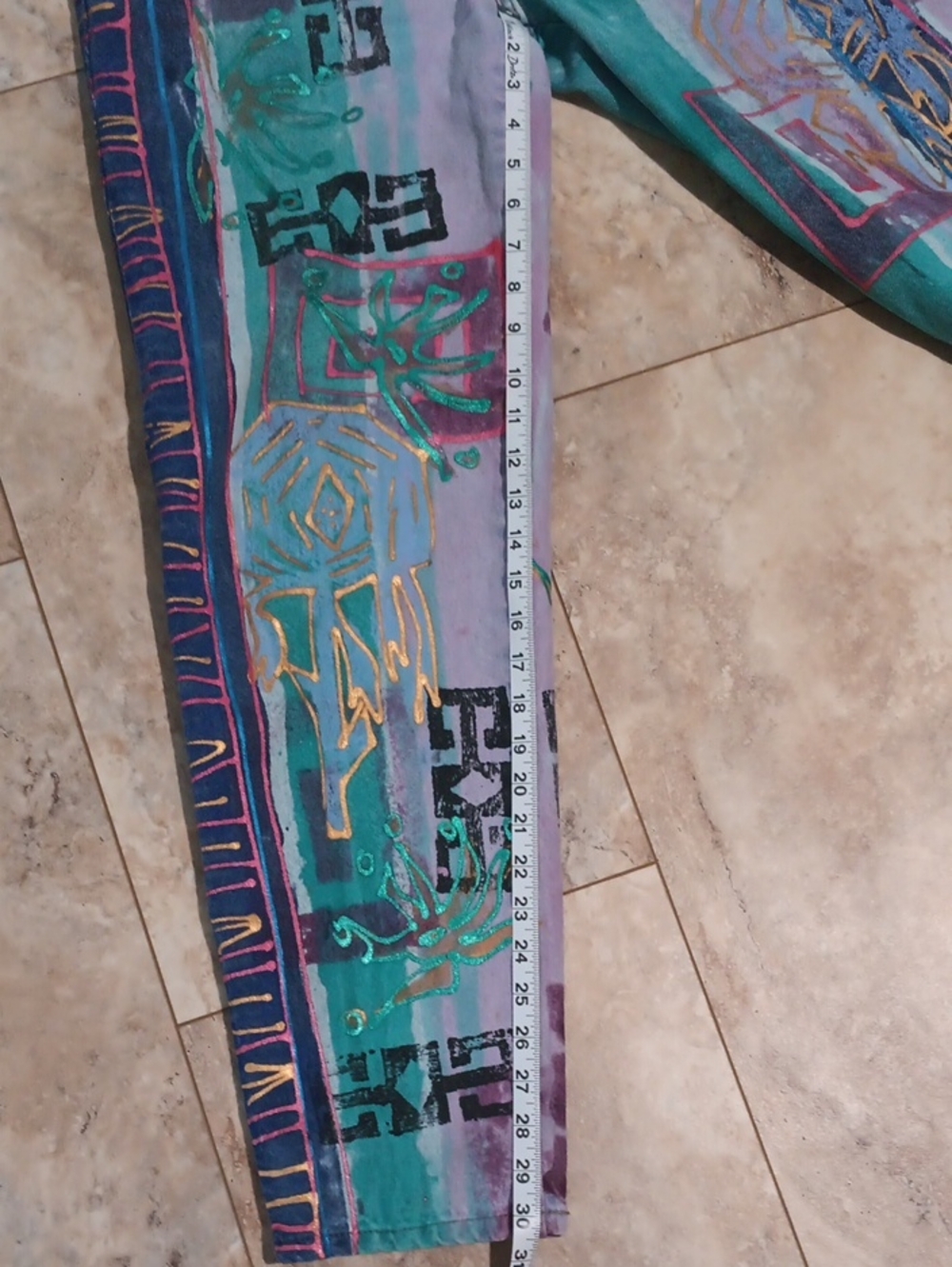 Vintage Vibrant Hand-Painted Abstract Jeans - Picture 7 of 12